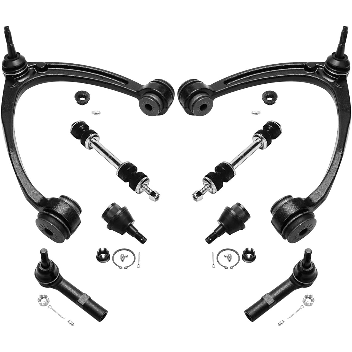 8 Points Front Suspension Kit- (2) Front Upper Control Arm & Ball Joint, (2) Lower ball joints are compatible only to steel control arms, two outer tie rod ends [not compatible with classic body].