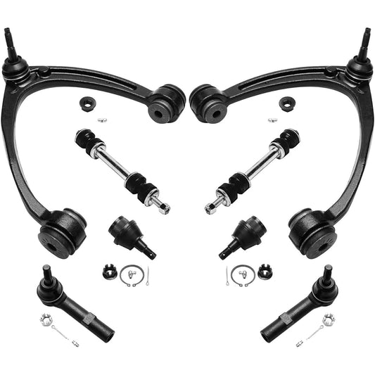 8 Points Front Suspension Kit- (2) Front Upper Control Arm & Ball Joint, (2) Lower ball joints are compatible only to steel control arms, two outer tie rod ends [not compatible with classic body].