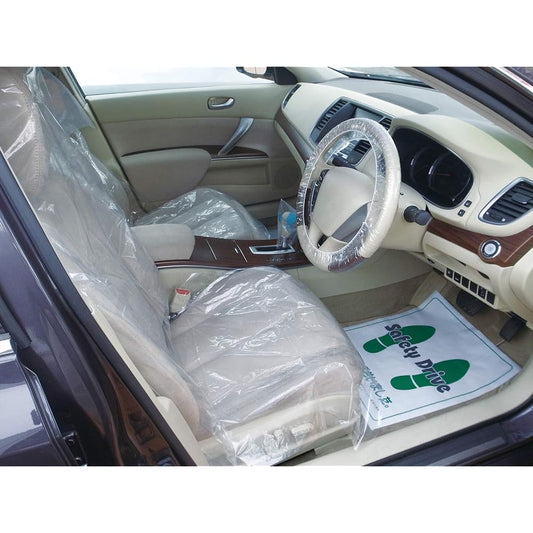 Service 4-piece set, 100 pieces, seat cover, steering wheel cover, pita guard, shift cover, disposable type, for car maintenance, delivery supplies, stain prevention PN-1