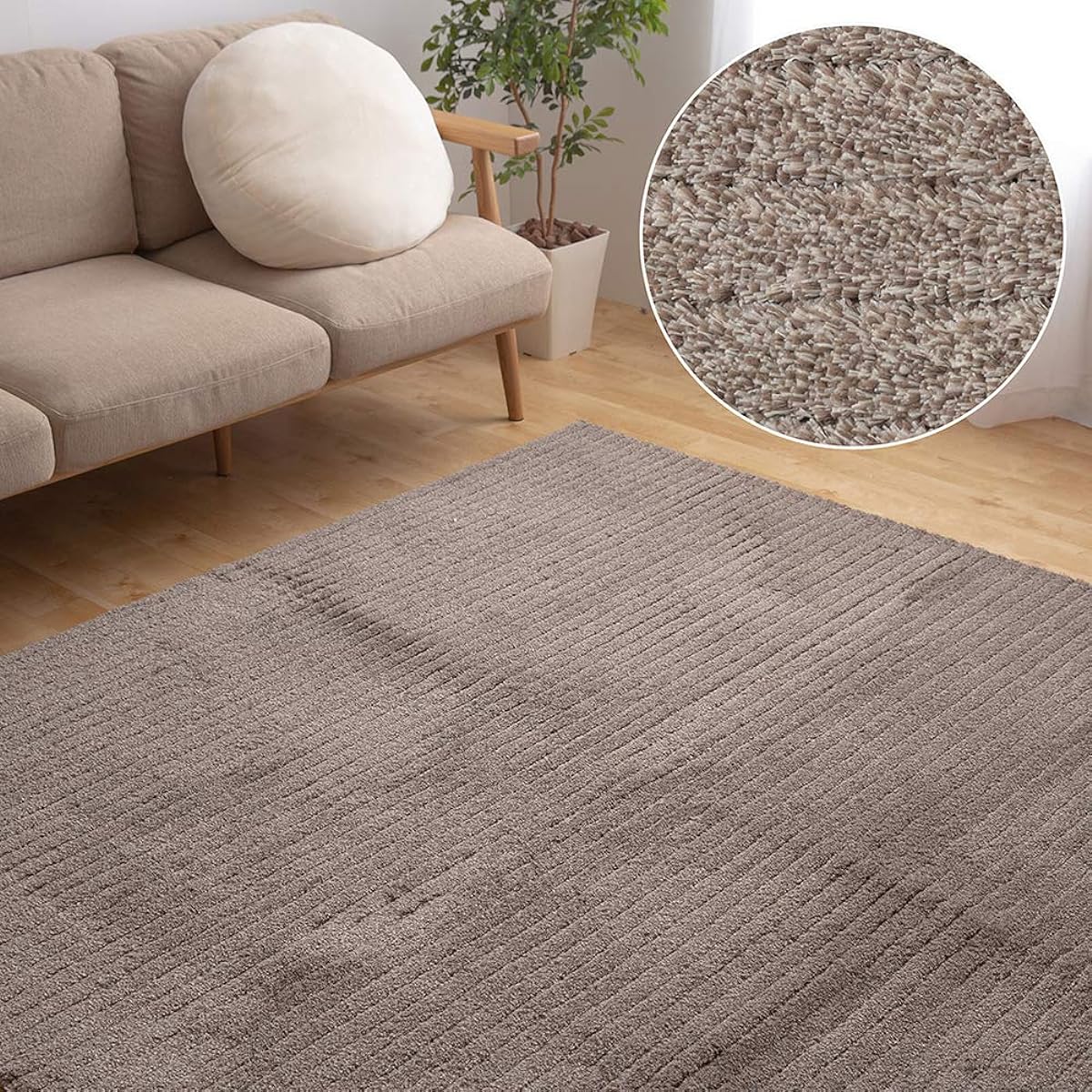Niceday Rug Brown 190 x 190 (approximately 2 tatami mats) Compatible with floor heating/hot carpet, Function: Heat storage/heat retention effect 34103206
