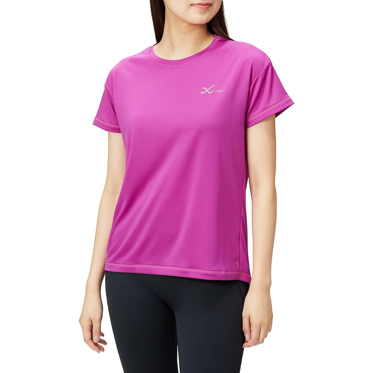 [Ceda Blue X/Wacoal] Outer Tops, Round Neck, Short Sleeves, Sweat Absorbent, Quick Drying, UV Protection Rate Over 90%, Thin and Light, Environmentally Friendly Material DLY135 Women's
