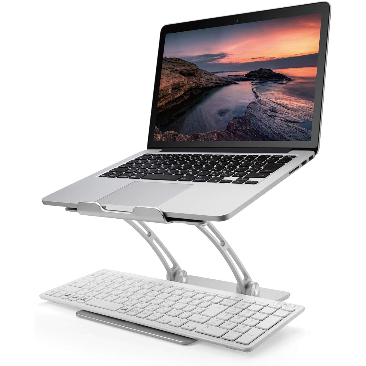 ELECOM Notebook PC Stand Aluminum Alloy Stepless Angle Height Adjustment Folded Size: Width 240 x Depth 285 x Height 55mm Load Capacity: 10kg Silver PCA-LTSFAH20SV