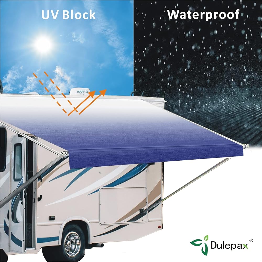 DULEPAX RV Aging fabric replacement (11 feet 2 -inch fabric) High durability 16 oz vinyl fabric Campper -awning Universal replacement RV awning All awning brands Senior fade blue