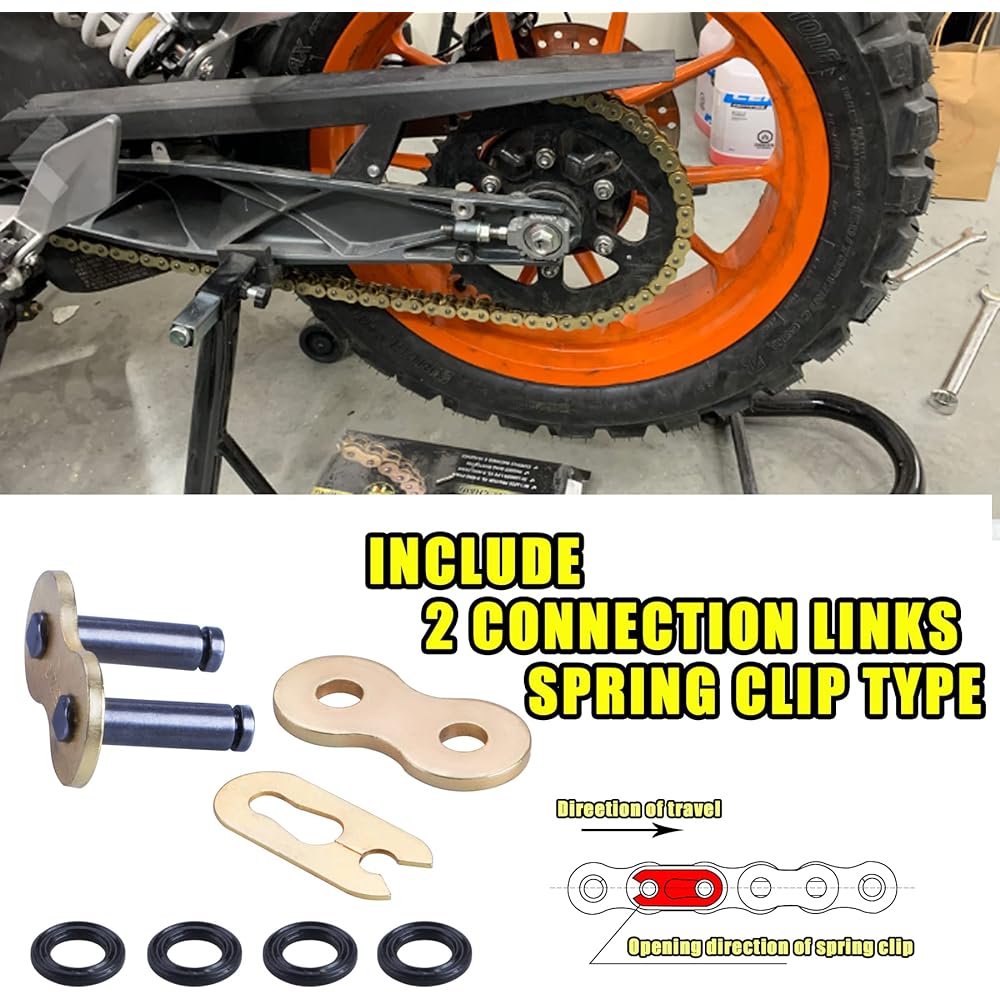 MRELC Gold 520 X Ring Chain + Chain Breaker 120 Link Connection Master Link