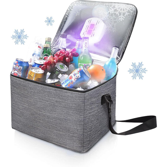 Cooler Box, Heat/Cold Insulation, Portable, With Handle, Shoulder Strap Included, Foldable and Storage, Easy to Wash, Suitable for Home, Office, Outdoors, Camping, Picnics, Stylish, Japanese Instruction Manual Included, 28x24x20CM