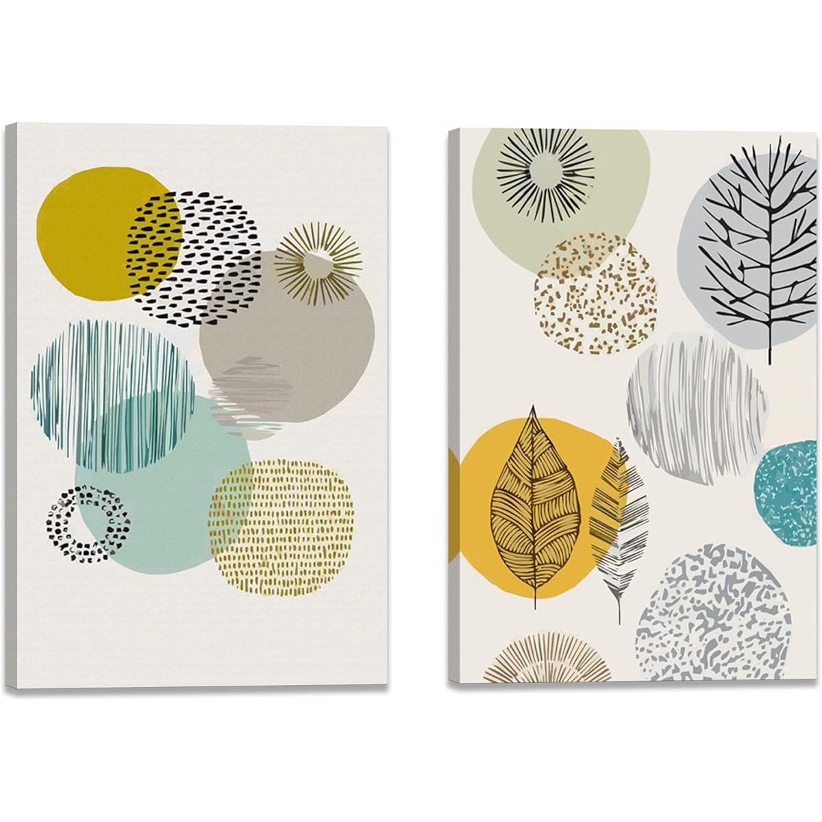 Nordic Painting Geometric Line Abstract 2 Pieces Art Panel Entrance Poster Decorative Painting Wall Hanging Wall Decoration Finished Product with Wooden Frame (40x60cm x2)
