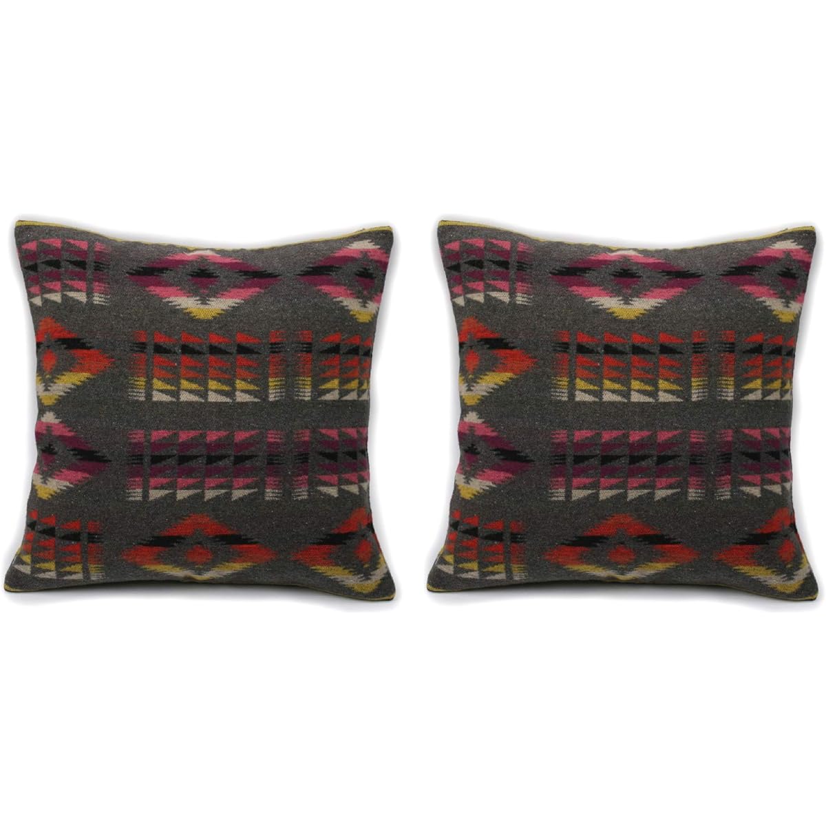 Ruth&Boaz Ethnic Native Pattern Wool Blend Cushion Cover Pillow Case Set of 2 T-Grey-B (45cm x 45cm) (T-Grey-B Set of 2, 18"x18")