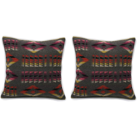 Ruth&Boaz Ethnic Native Pattern Wool Blend Cushion Cover Pillow Case Set of 2 T-Grey-B (45cm x 45cm) (T-Grey-B Set of 2, 18"x18")