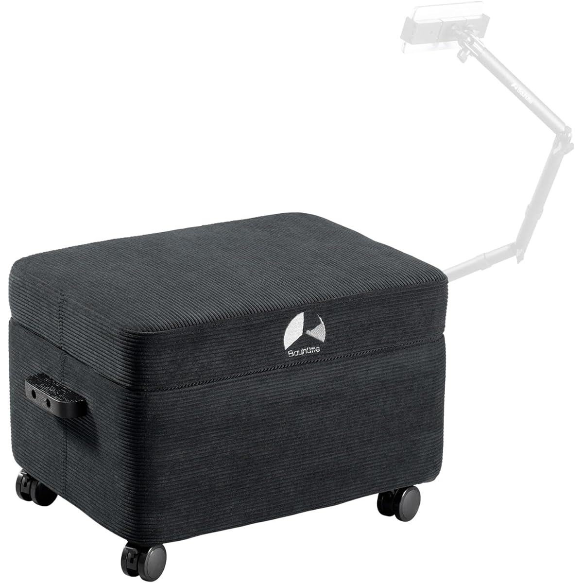 Bauhutte Storage Ottoman BOT-410-BK Ottoman with Storage for Sofa Movable with Casters Black Gaming Under Desk