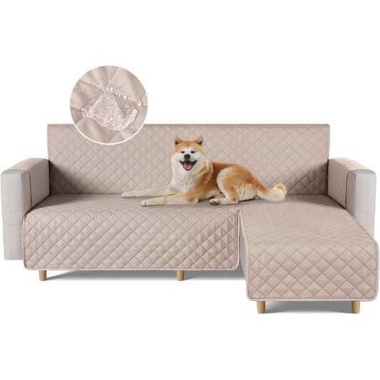 TAOCOCO Waterproof Couch Sofa Cover, Floor Sofa Cover, Corner Sofa Cover, Sofa Bed Cover, Ottoman Cover, Compact, L-Shaped Elbow, For 2 and 3 Seats, For Dogs and Cats, Non-Adhesive, Anti-Slip,