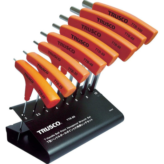 TRUSCO T-type Handle Ball Point Hex Wrench Set of 8 TTB-8S