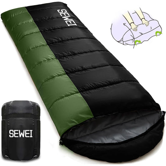 SEWEI Sleeping Bag, Envelope Type, Windproof Cover for Your Feet, 210T Lightweight, Thermal, Waterproof, Super Warm, Winter, Compact, Easy Storage, Mountain Climbing, Sleeping in Car, Disaster