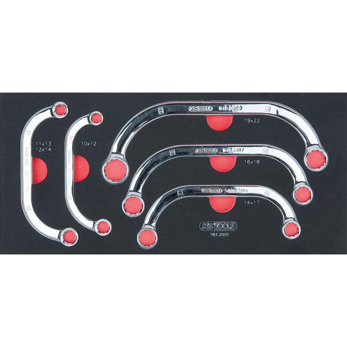 KS TOOLS SCS CHROMEplus halfmoon spanner set 5 pcs 1/3 system insert 783.2005