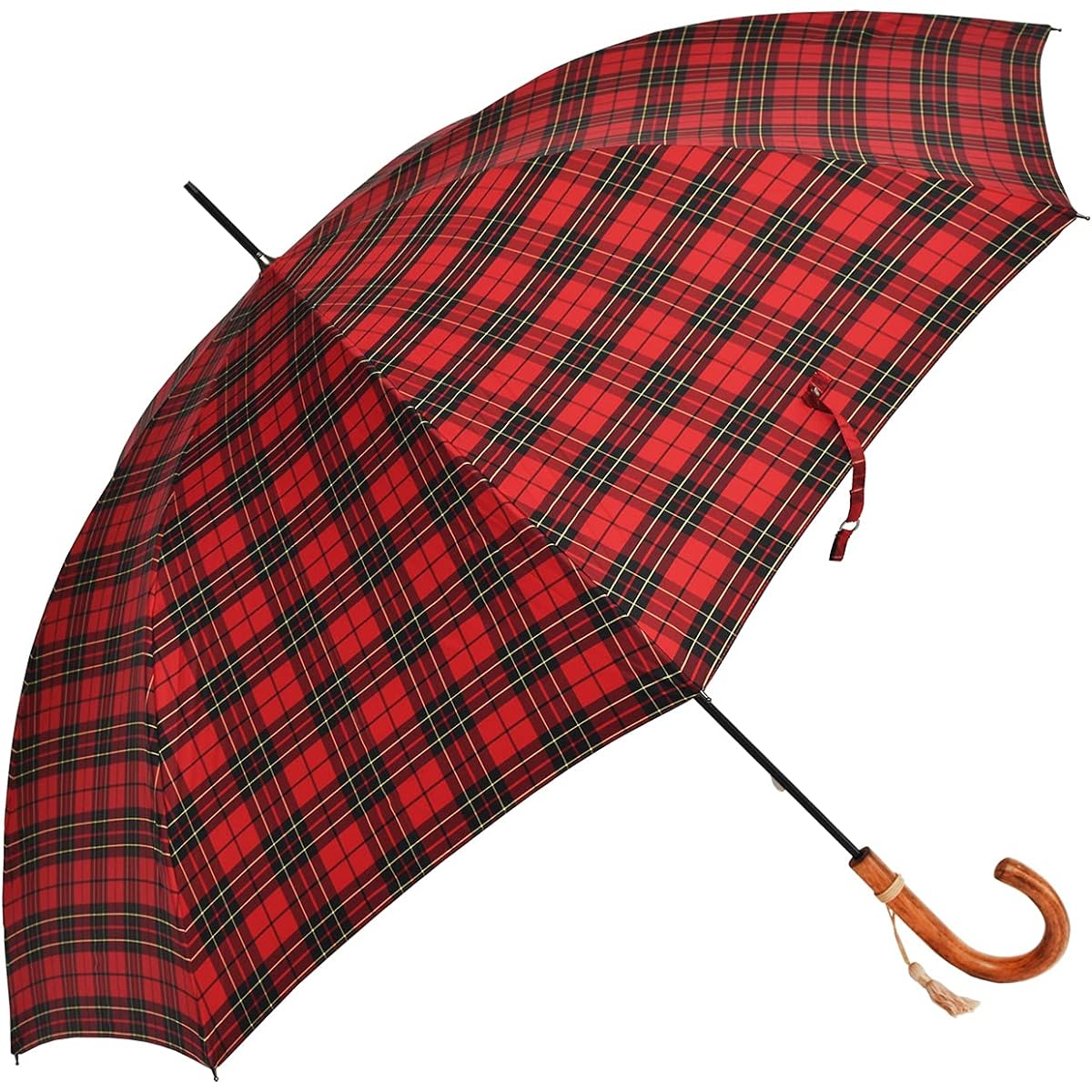 Umbrella Women's Long Umbrella Slim Series 65cm x 8 ribs tartan check (Red)