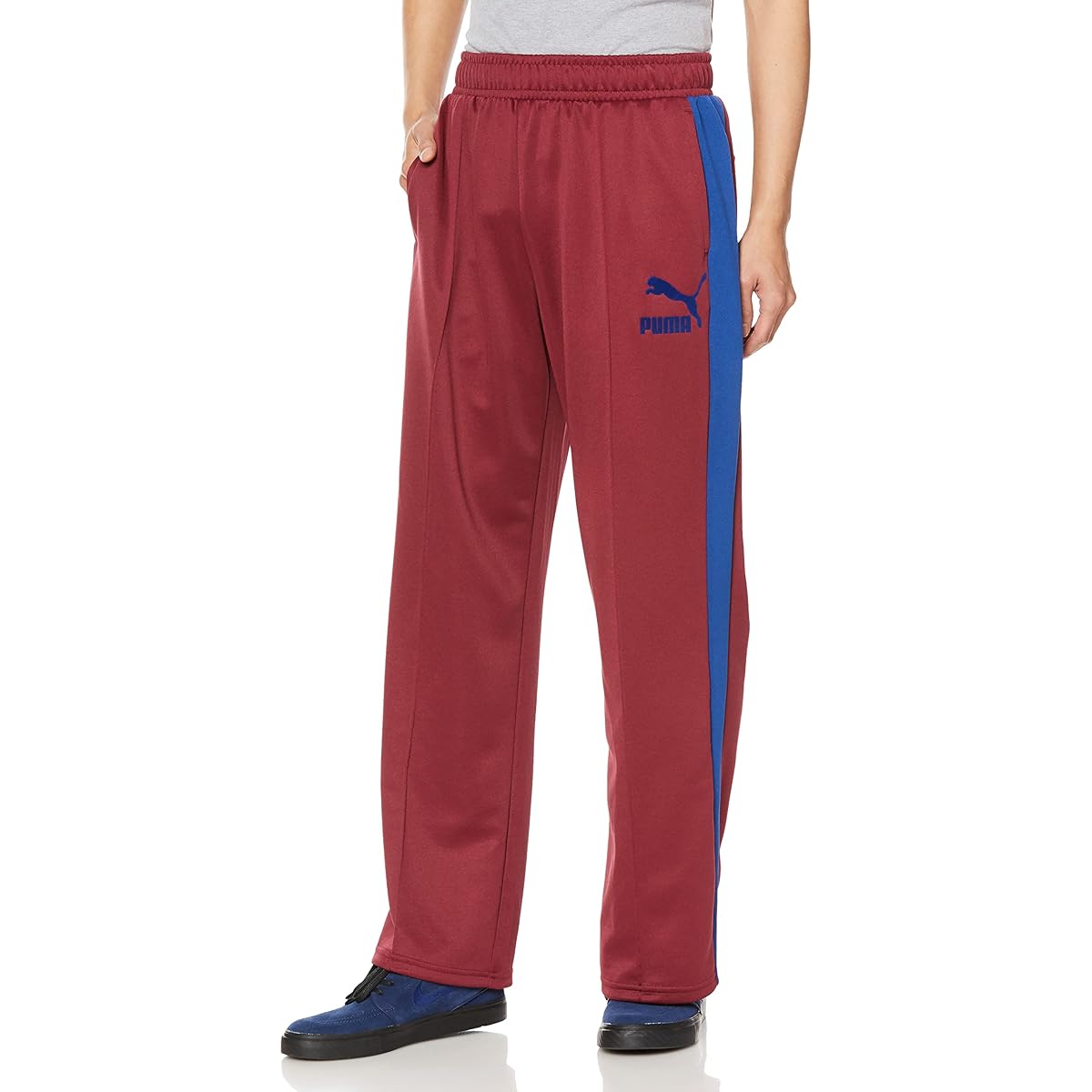 PUMA 622913 Men's Jersey Straight Pants, Side Line, Absorbent, Quick Drying, T7 Track Pants, Wide