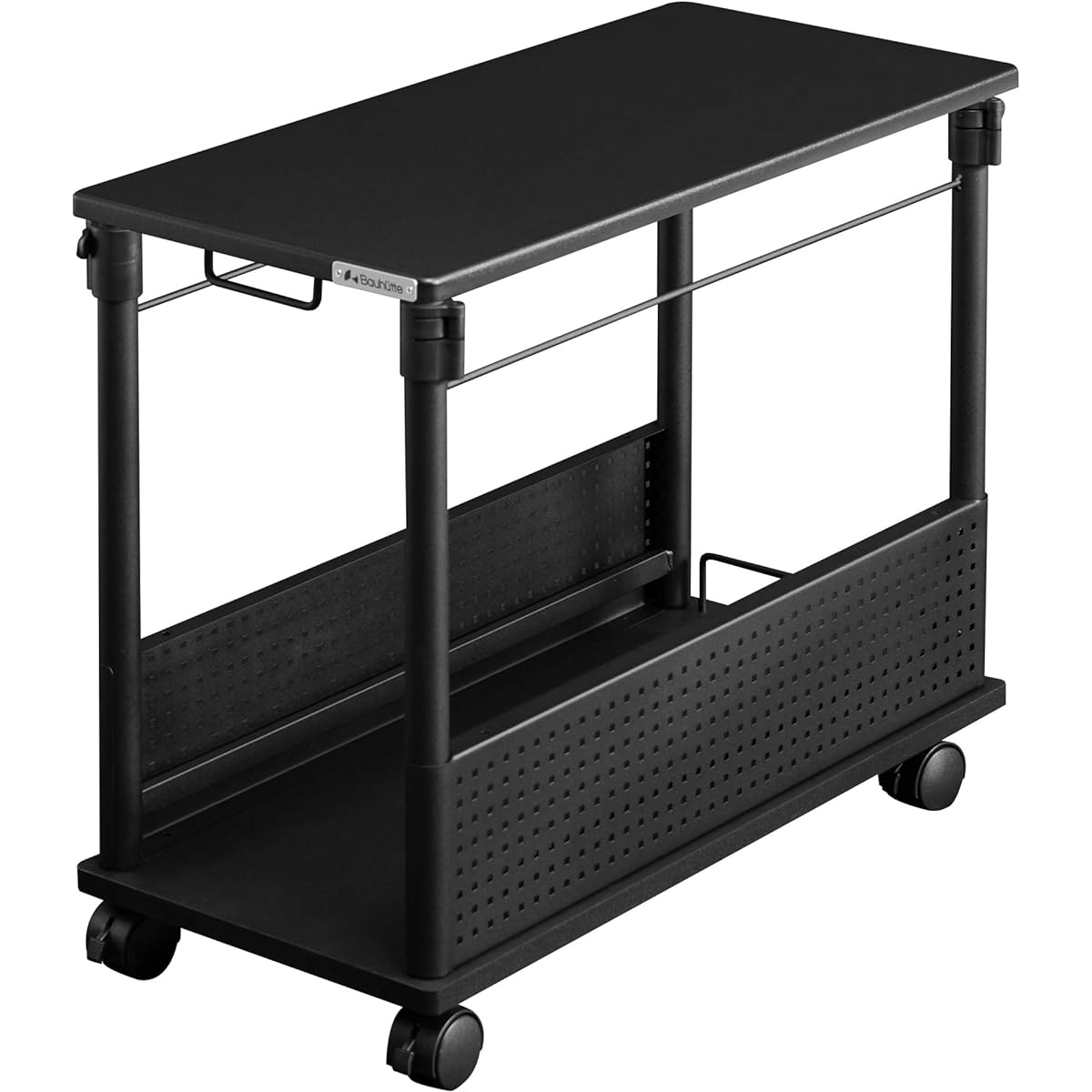Bauhutte Elevating L-shaped Desk Standard Computer Rack PC Rack (Width 32 x Depth 67 Height 57~78 cm) Black BHD-670H-BK