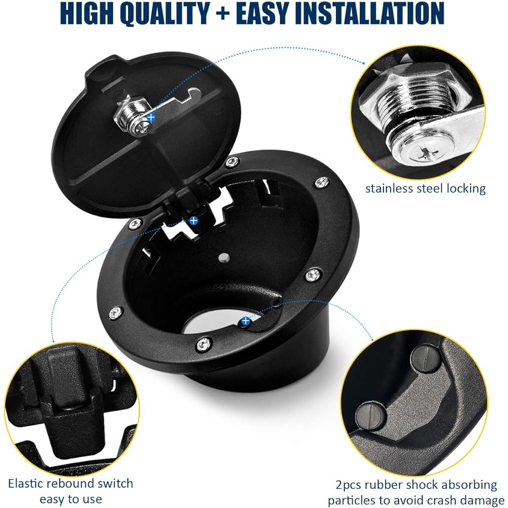 AUKMAK fuel Phillar door lock gas tank cap cover jeep rangler accessories 2007-2018 JK Unlimited Rubicon Sahara