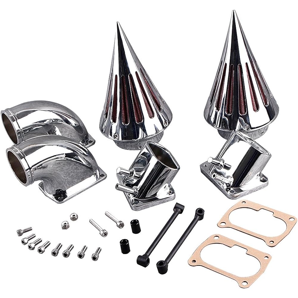 Mallofusa Motorcycle Chrome Spike Air Cleaner Kit Intake Filter Kit for Suzuki Boulevard M109R