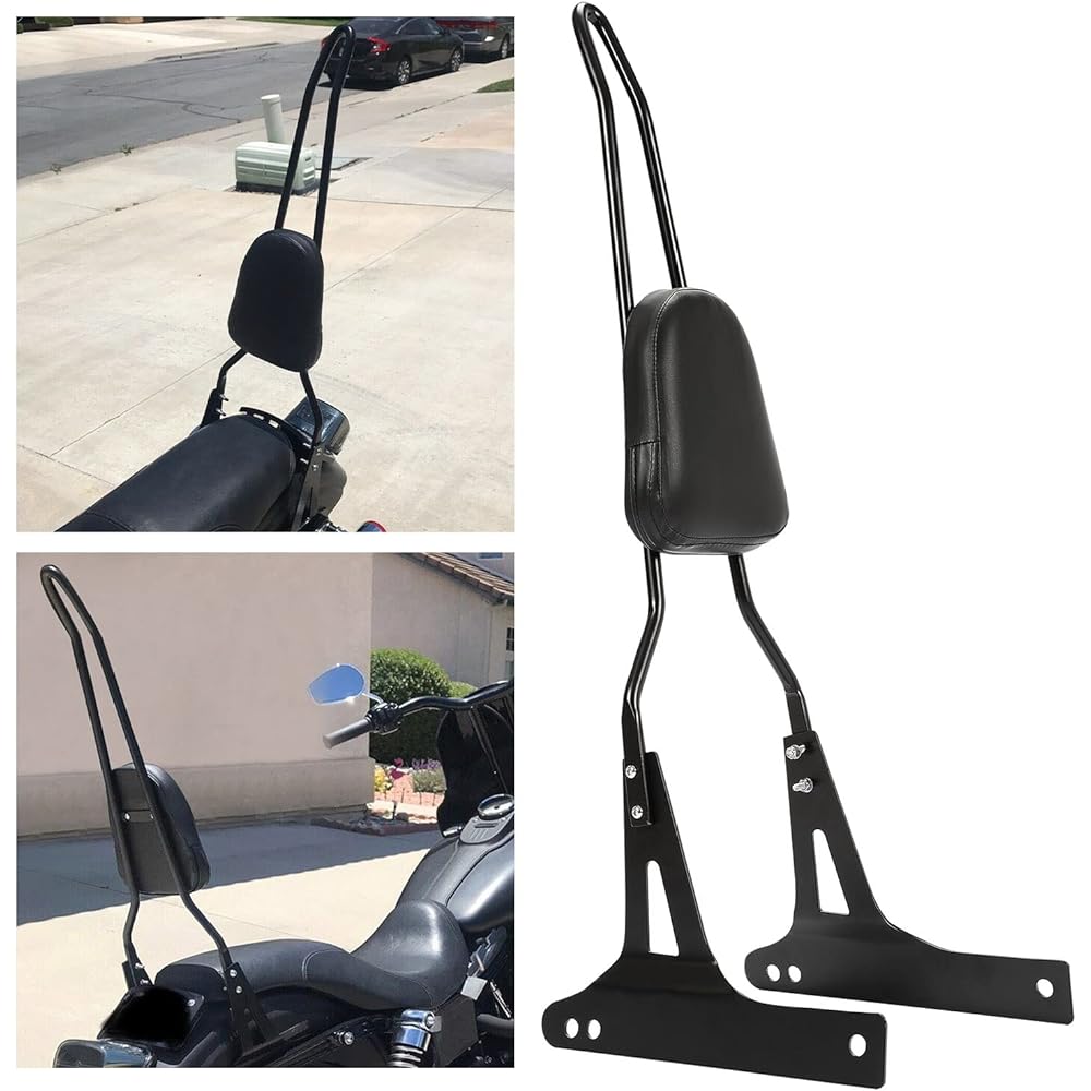 ECOTRIC Removable Black Backrest Sissy Bar Compatible with 2006-up Harley-Davidson Dyna Street Bob FXDB EFI FXDBI Super Glide FXD Custom FXDC