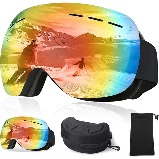 [unifun] Ski Goggles, Snowboarding Goggles, Snowboarding Goggles, Wide View Baseball Lens, UV400 Protection, Anti-Fog, Glasses Compatible, Helmet Compatible, Double Lens, Frameless, 3 Layer Sponge, Asian Fit, Windproof, Snowproof, Dustproof, Lightweight,