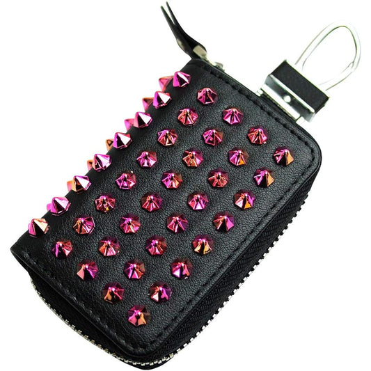AWESOME Smart Key Case Covered with Studs Pink Gold Studs A ASK-SM10