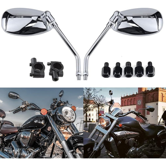 Chrome Motorcycle Rear View Side Mirror 10mm for Honda Sports Bike Suzuki Cruiser Scooter