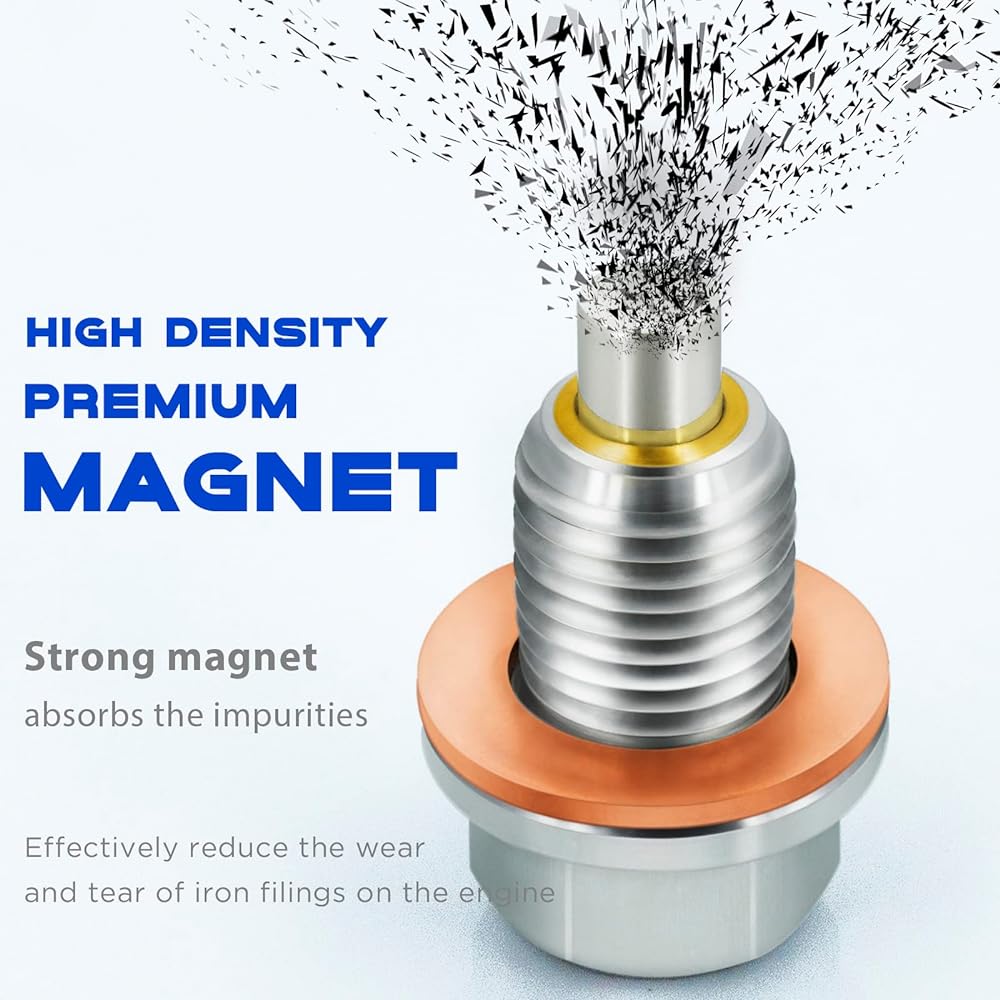 KEEROARIN M12 x 1.25 magnetic oil derin plug stainless steel oil pand lag copper oiled lain plug -in plugket oil replacement oil pand lag replacement engine replacement engine oil