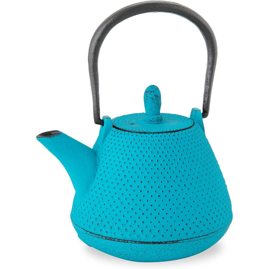 Logia Associates Nanbu Ironware Teapot (Arare Dome 0.4L - Turquoise Blue) Teapot Color Pot Iron Kettle Iron Teapot/Made in Japan Enameled Inside Comes with Tea Strainer/Traditional Craft Japanese Tea Pot Souvenir Nanbu Ironware Teapot