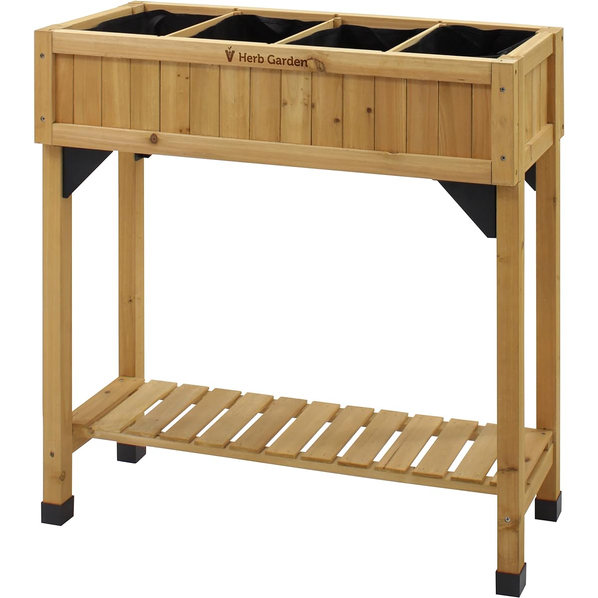 Takasho Raised Bed Herb Planter Slim Natural Wooden WK with Partition Board Pot Flower Pot Vegetable Flower WK-08F