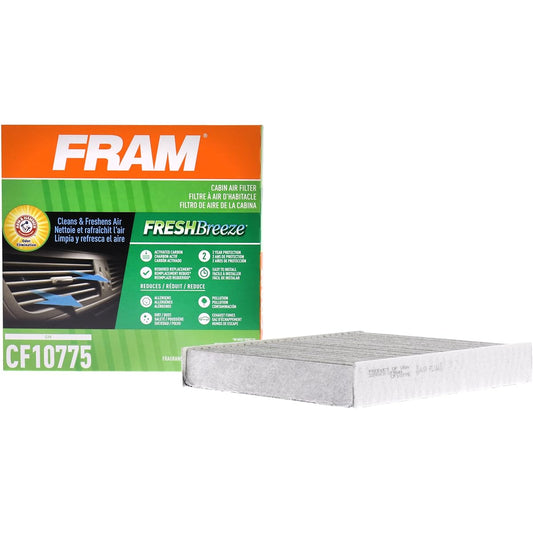 Fram Fresh Breeze Cabin air filter replacement car passenger seat compartment arm and hammer baking soda Easy installation CF10775 GM car