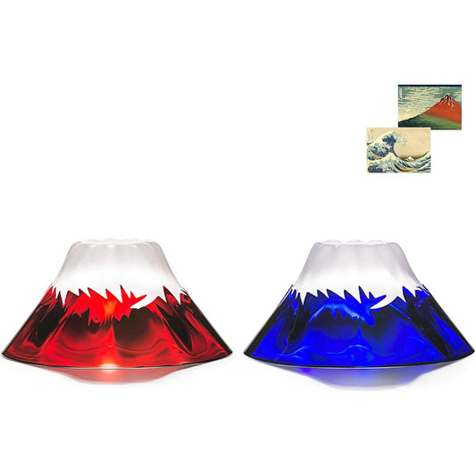Mt. Fuji Glass, Mt. Fuji Celebration Cup, Blue Lapis x Red, Set of 2, Souvenir Grand Prix, Edo Glass, Kiriko, Fuji, Cold Sake, Father's Day, Mother's Day, 60th Birthday, Foreign Countries, Souvenir,
