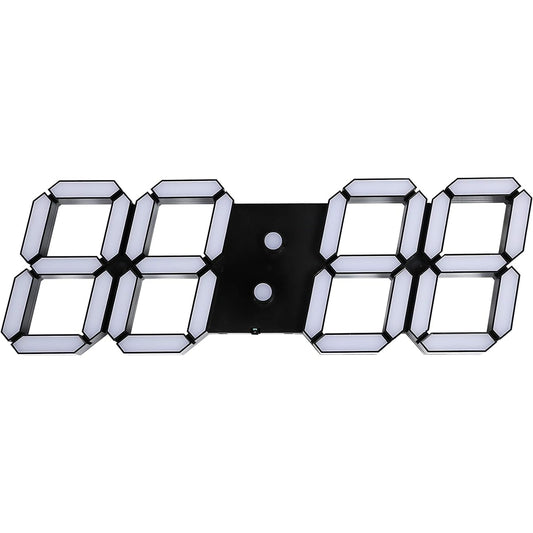VANGOOD LED Wall Mount Digital Clock - 3D 3D Wall Clock with Remote Control and USB Power Adapter (Black)