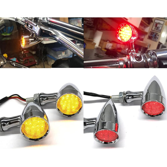 DREAMIZER LED Motorcycle Amber Red Front Rear Brake Turn Signal Light Turn Signal Driving Tail Light Compatible with Sportster 883 Street Bike Dirt Bike Cruiser and Chopper