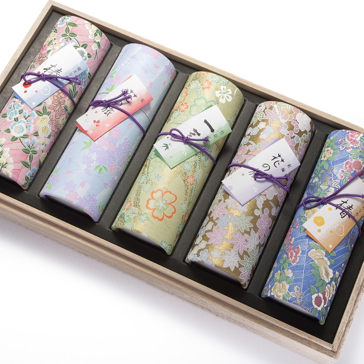 Okuno Seimeido Incense Sticks Set of 5 Flower Comparisons in Paulownia Box