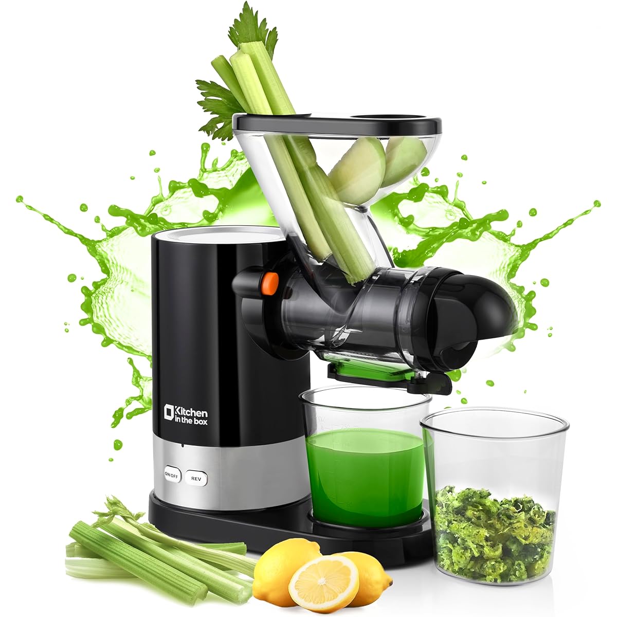 Kitchen in the box Slow Juicer BPA Free Low Speed Cold Press Juicer Quiet Easy to Clean Mixer High Juicing Rate Easy to Install Juice Separation Fruit Vegetables