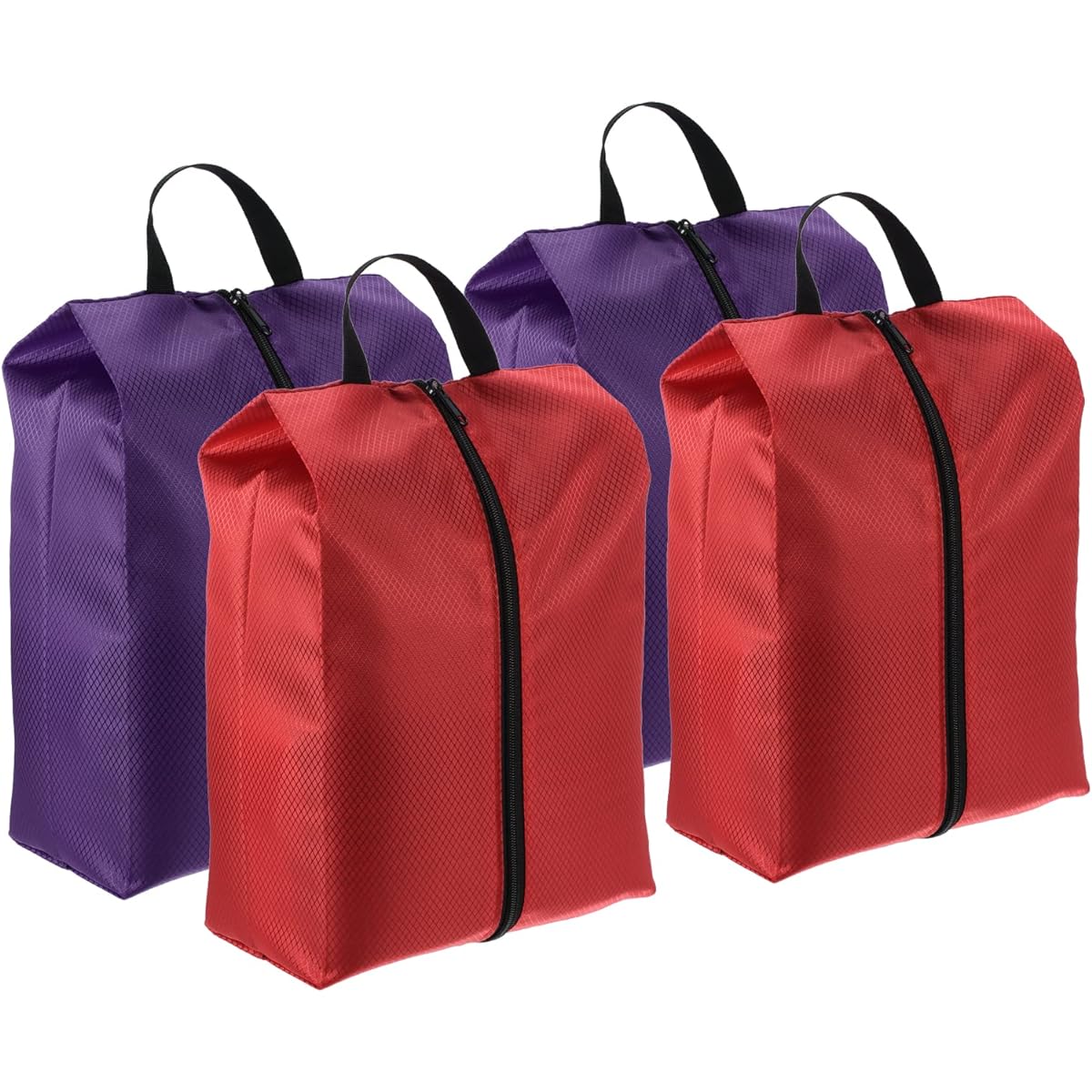 PATIKIL Travel Shoe Bag 4 Pieces Portable Nylon Shoe Bag with Zipper Waterproof Shoe Storage Organizer for Travel Outdoors Red Purple