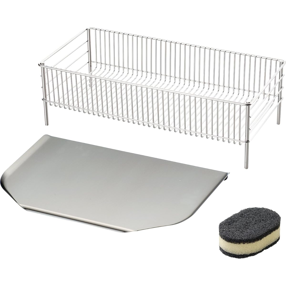 Lovese la base Yoko Arimoto Stainless Steel NEW Drainer Basket Drainer Tray 2 Piece Set Slim Vertical Type Sponge Included Made in Japan Tsubame Sanjo RLM-8735