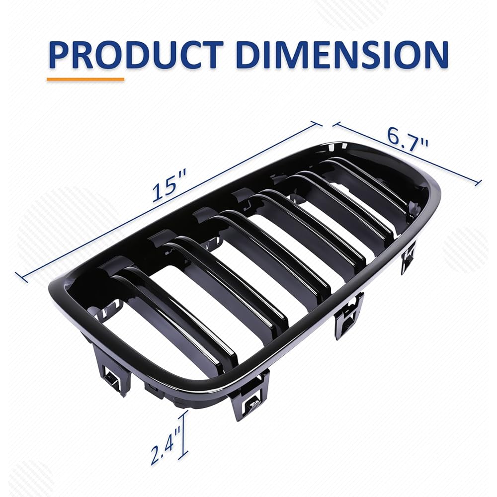 PENSUN F30 Grill Front Kidney ABS Grill Guard 2012-2018 BMW 3 Series F30 F31 F35 328i Gross Black Double Slat for 335i/2 pieces