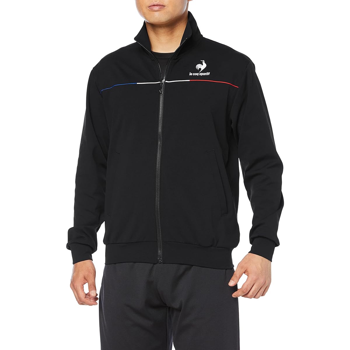 [Le Coq Sportif] Warm-up Jacket, Long Sleeve, Sweat Absorbent, Stretch, Training, Gym, Running, Men's