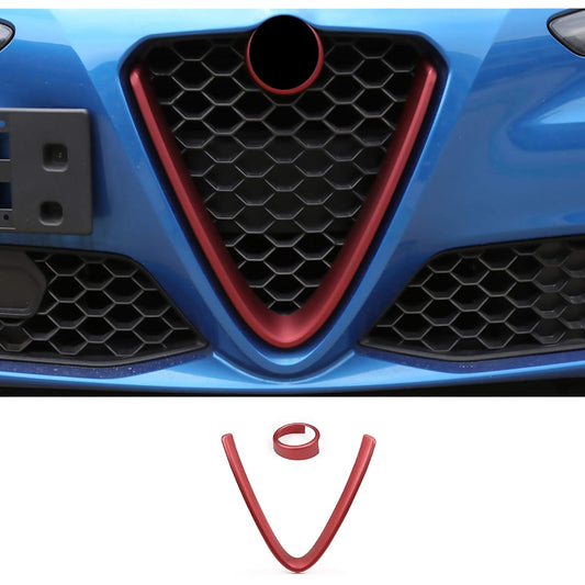 LLKUANG Sports Red Front Grilled Frame Cabartrim Alfa Romeo Juria 2017-2020 (not suitable for QUADRIFOGLIO).