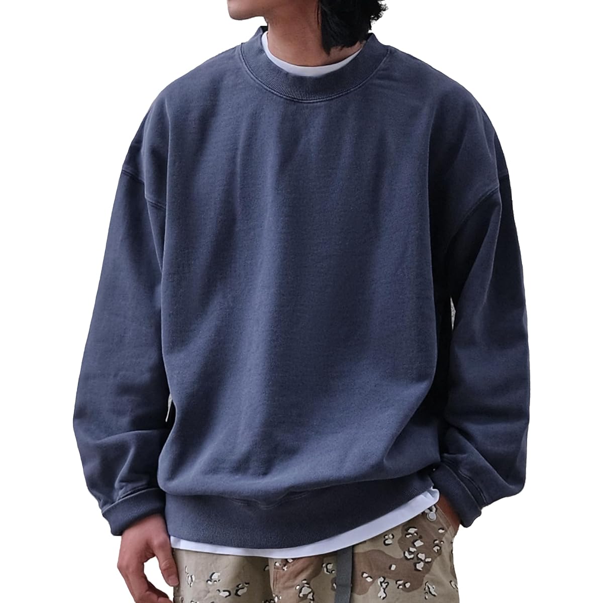 [CHANGE WELL] Men's "2023AW" Vintage Fashion [Washed] Long Sleeve Sweatshirt Plain Sweatshirt Spring/Autumn 100% Cotton