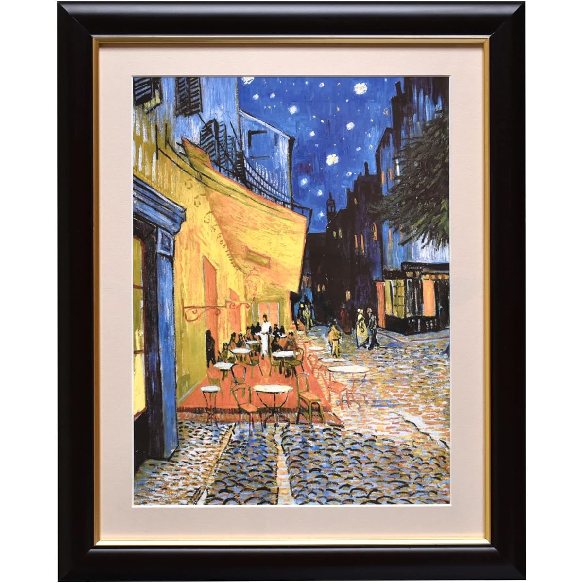 Sunny Town Gallery Painting Framed Van Gogh "Night Cafe Terrace" Framed [String and hook included] (F4 (frame outside size 42 x 34 cm))