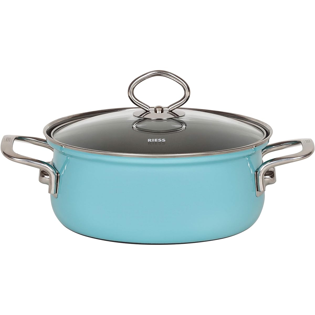 RIESS Two-handed Pot Crystal Blue 1kg Casserole m.Glasd 16cm 1L 0655-037