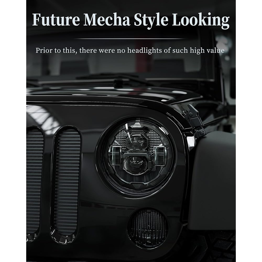 HWSTAR 2023 Upgrade 1000%brightness Anti -glare 7 inch LED Headlight Round Jeep Wrangler JK JKU TJ LJ Chevrolet Ford GMC Dodge Mazda Nissan Mac VW etc.