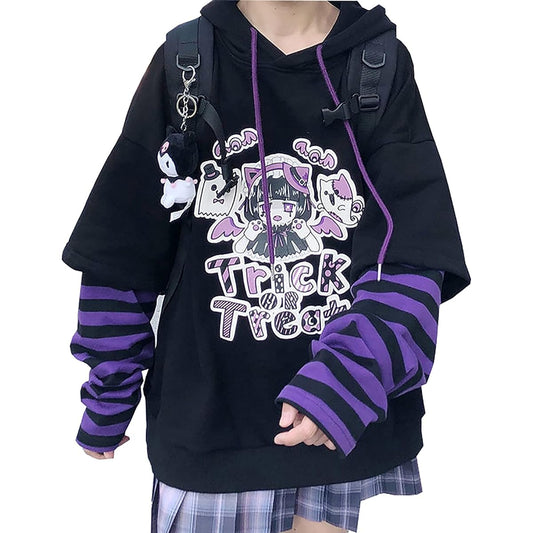 [TOWYYO] Trick Or Treat Halloween Hoodie Sickly Cute Clothes Harajuku Style Street Style Women's Anime Korean Large Size Spring Autumn Winter
