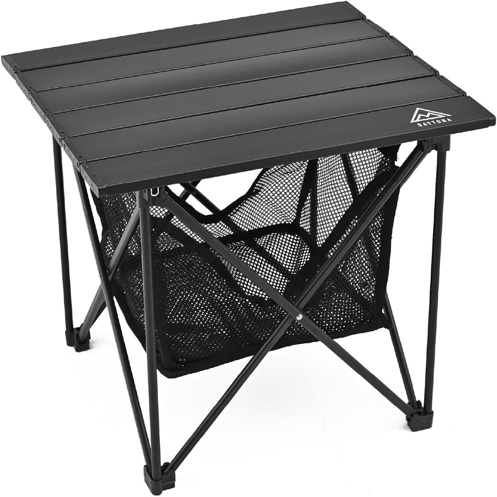 [Daytona] Motorcycle Camping Table Folding Lightweight Compact Aluminum Table with Storage + Black 37539