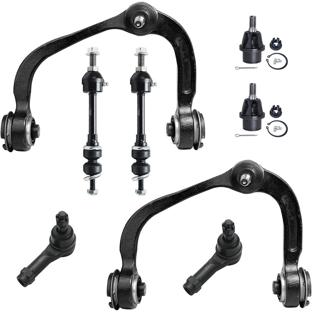 DETROIT AXLE -4WD Front Upper Upper Control Armball Joint + Swaver + Outer Tie Rod replacement 2005-2008 FORD F -150 Lincoln Mark LT -8 pieces set