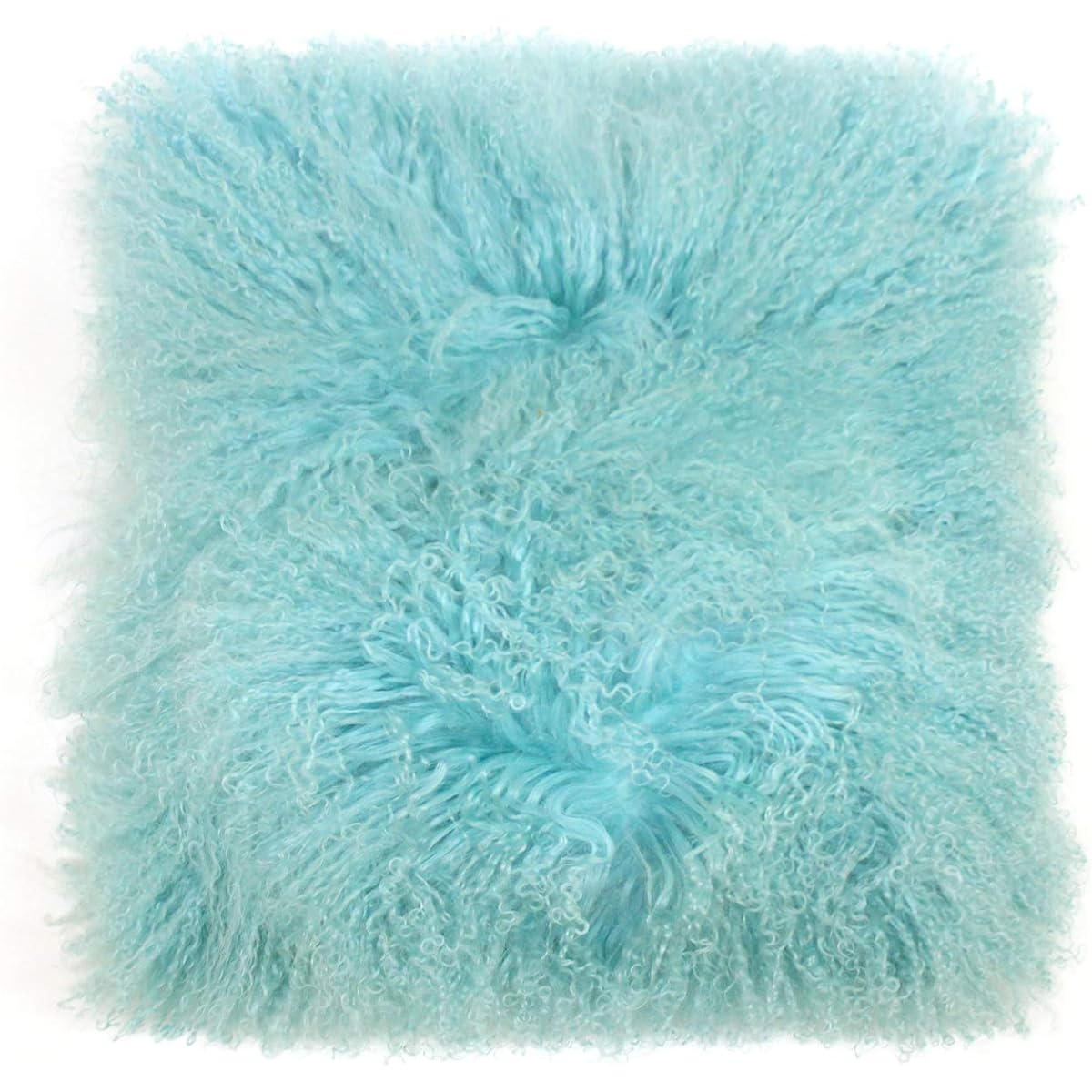 Shearling Cushion Natural Long Hair Robin's Egg 41 x 41cm Tibetan Lamb Cushion NC046RE