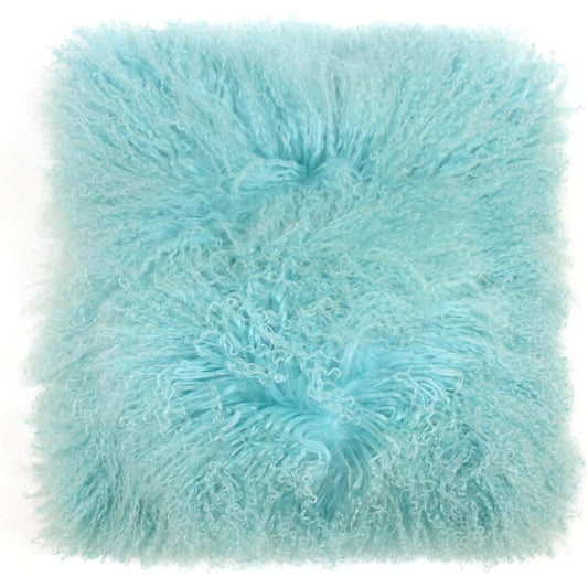 Shearling Cushion Natural Long Hair Robin's Egg 41 x 41cm Tibetan Lamb Cushion NC046RE