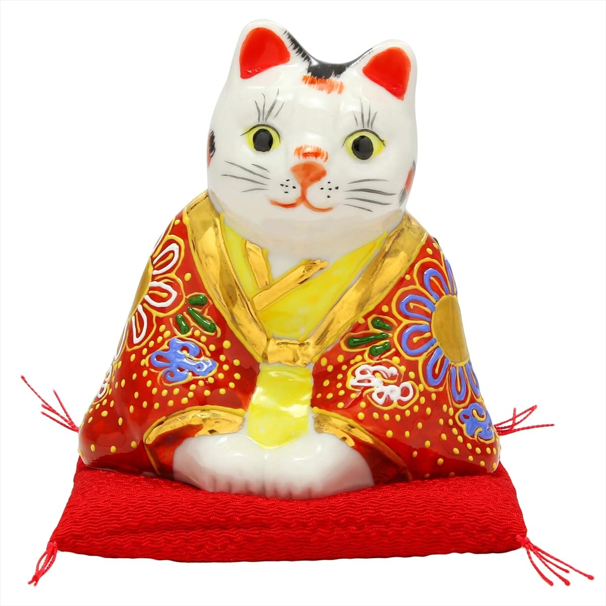 Kutani Ware Ofuku Neko No. 3 Saki (with cushion)